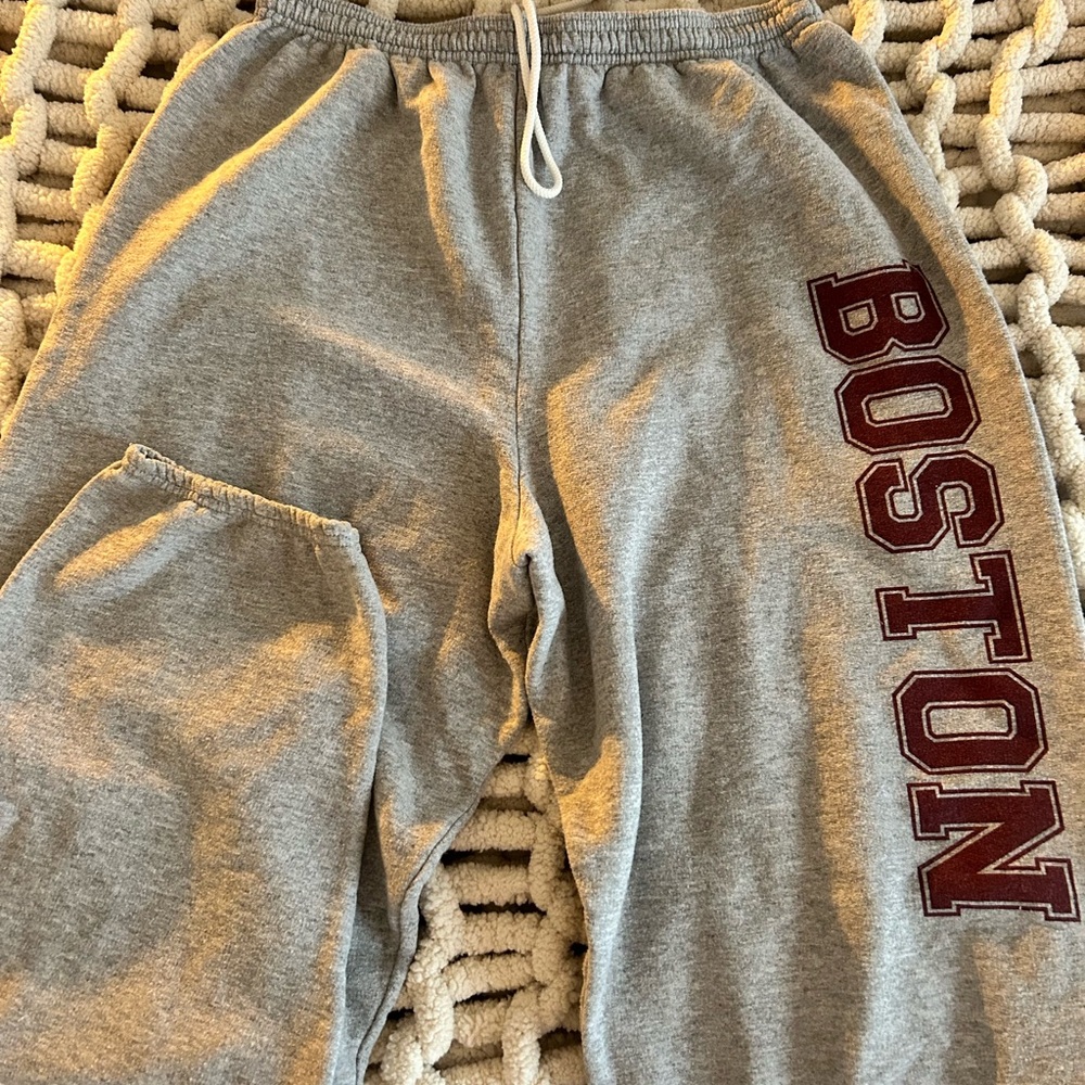 Gray Sweatpants Boston Print